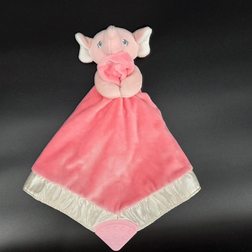 Gund Pink Elephant Baby Lovey Security Blanket Teether Corner Plush Toy